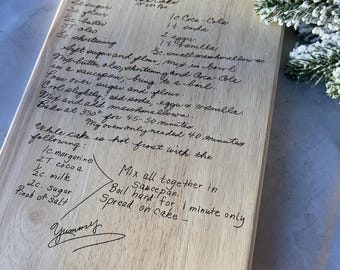 Engraved Recipe Cutting Board: Handwritten Keepsake Gift