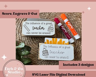 Leraar cadeaukaarthouder laser SVG, droog wissen kerstcadeau (digitaal bestand)