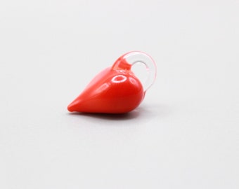 Pendentif lampwork bead Cœur artisanal rouge en verre de Murano filé au chalumeau