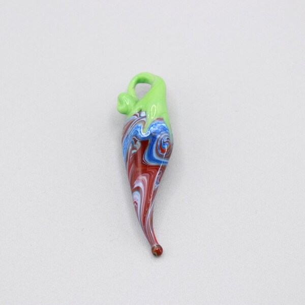 Handmade pearl Lampwork Bead pendant pepper mixed colors in Murano glass spun with a blowtorch