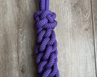Super tough dog toy 14 inches long, extra thick 3/4 inch American made paracord durable strong, rot, UV and chew resistant