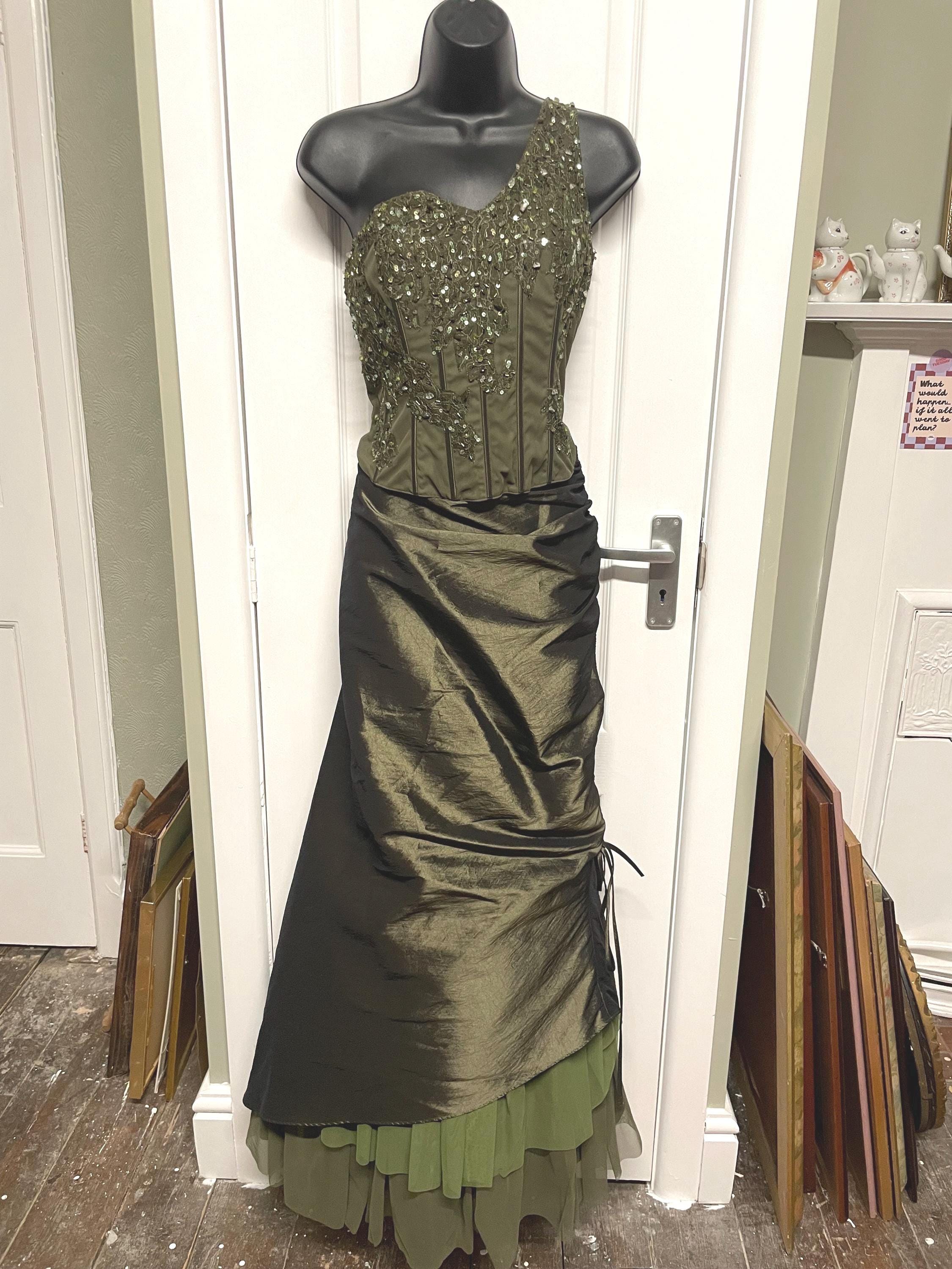 Olive Green Y2k Dress - Etsy