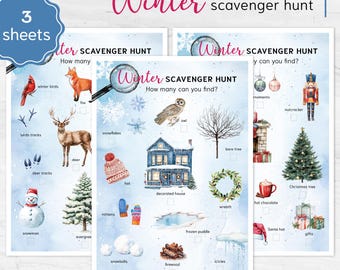 Winter Scavenger Hunt Printable for Kids | Outdoor Nature Walk Game ...