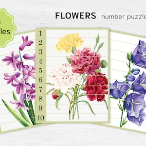 Flower Number Puzzle – Fun Counting Activity for Kids. Montessori Preschool Math Activity.