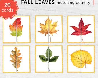 Fall Leaves Matching Game: Toddler Autumn Puzzle (Digital Download)