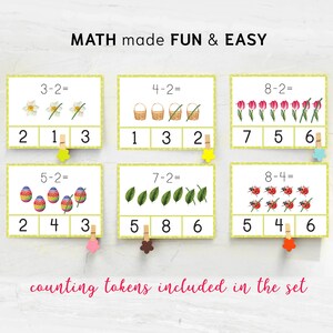 Spring Math Subtraction Clip Cards for Preschool | Montessori Math ...