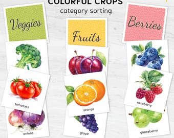 Watercolor Produce Sorting Activity: Montessori Preschool Printable (PDF Download)