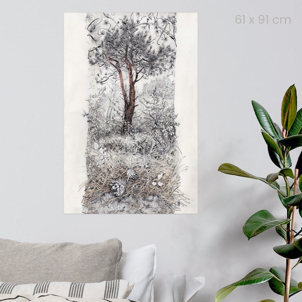 Pine Lichtung - Entspannendes Natur Kunstwerk Poster Druck zur Dekoration von Wohnräumen | Geburtstagsgeschenk Wanddekoration | Vlieland Niederlande Forest Art Poster