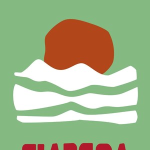 May include: A graphic design with a red sun setting over white waves on a green background. The text "SIARGOA" is in red below the image and the text "ASIA - ASAP 2024" is in black below the red text.