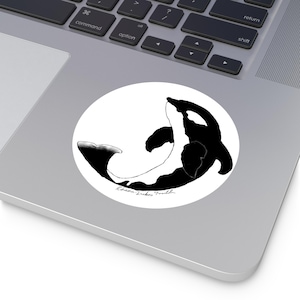 Round Vinyl Orca Stickers - orca - stickers - marine life - sea life - wildlife - cute stickers