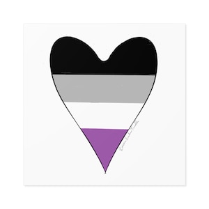 Laminate Stickers, Square - Asexual - Ace - LGBT - LGBTQIA - Pride - Pride heart - Love heart