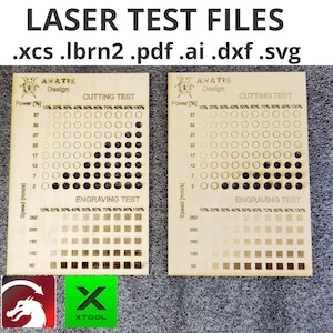 Xtool test file, Svg laser cut file, Lightburn material test card, Test cutting and engraving, Grid test, DXF