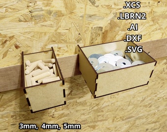 Caja contenedor rectangular para piezas de tacos franceses, tacos franceses, archivo cortado por láser, descarga digital, Xtool, SVG DXF