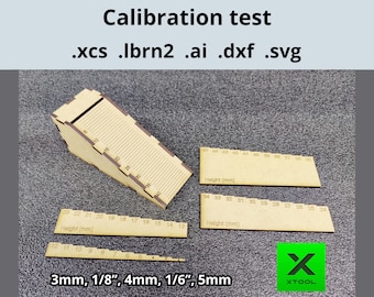 Calibration test + laser calibration, Laser ramp test, Laser calibration tool, Digital files, Focus tool, SVG file
