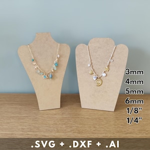 レーザーカットジュエリーホルダーパック、SVG DXF AI、ネックレスオーガナイザー、イヤリングディスプレイ、レーザーテンプレート、デジタルダウンロード、即時ダウンロード