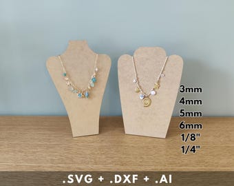 Pakket met lasergesneden sieradenhouder, SVG DXF AI, kettingorganizer, oorbellenhouder, lasersjabloon, digitale download, direct te downloaden.