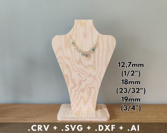 CNC-bestand voor kettinghouder, sieradenstandaard, VCarve, DXF SVG Ai, houtbewerkingsjabloon, digitale download, direct downloaden, cadeau