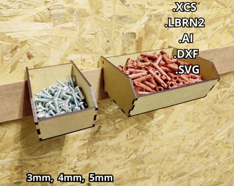 Caja contenedora para piezas de tacos franceses, crampones franceses, almacenamiento, archivo cortado con láser, descarga digital, Xtool, SVG DXF