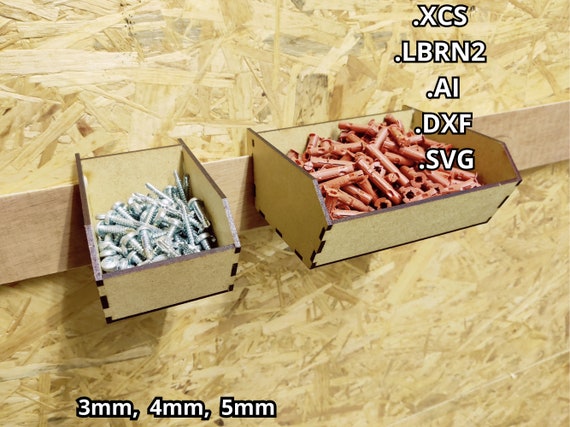 Boite-conteneur pour pièces French Cleat, crampons français, rangement, fichier découpe laser, téléchargement numérique, Xtool, SVG DXF