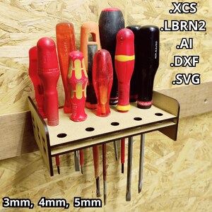 Porte tournevis French Cleat, crampons français, rangement, fichier découpe laser, téléchargement numérique, Xtool, SVG DXF, Taquet français
