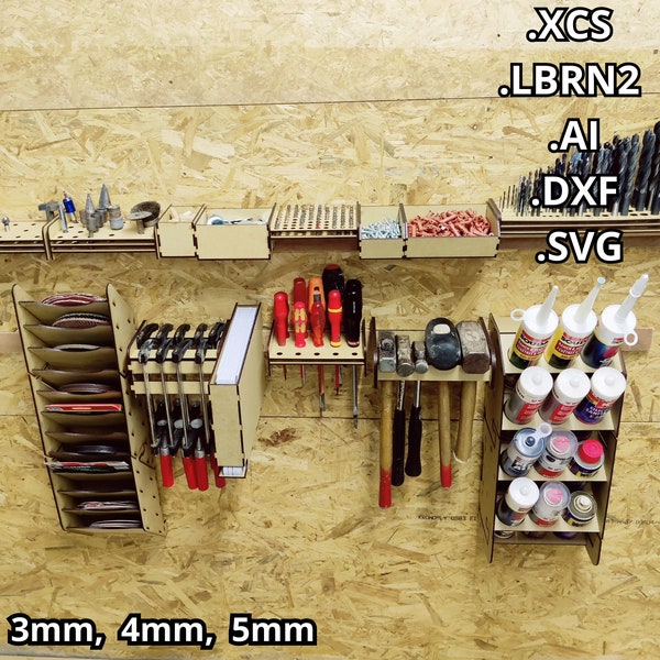 Plans ultimes de crampons français, Rangement French Cleat, fichier découpe laser, téléchargement numérique, Xtool, SVG DXF, Taquet français