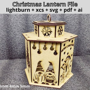 Lampka świąteczna, lampka nocna, dekoracja latarni, świecznik SVG, pobieranie cyfrowe, 3mm, 4mm, 5mm, plik DXF, AI, Lbrn2, lampa świąteczna