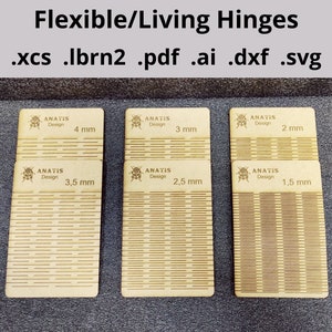 Charnières souples, Fichiers de découpe laser SVG DXF Ai, Limes à charnière flexibles, Fichier SVG de charnières mobiles 6 tailles, Xtool