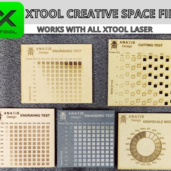 Archivo de prueba xTool Creative Space, prueba de corte láser, Xtool D1, prueba de grabado láser, archivos de corte xTool, xTool P2, F1, M1, S1.