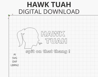 Hawk Tuah, Descarga digital, Archivo SVG, DXF, Hawk Tuah escupe en esa cosa PNG, Tik Tok, pegatina de silueta, camiseta DIY