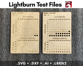 Archivo de prueba de quemadura de luz, archivo SVG de corte láser, tabla de prueba de materiales, prueba de grabado, prueba de cuadrícula, DXF, calibración láser