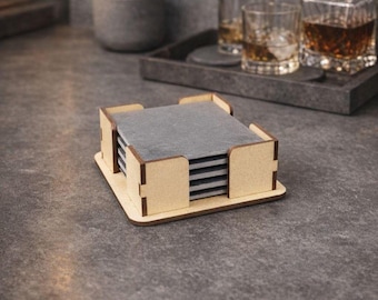 Organizador para encimera de pizarra, posavasos de 10 cm x 10 cm (4 pulgadas), archivo SVG, descarga digital, SVG, DXF, AI, lightburn