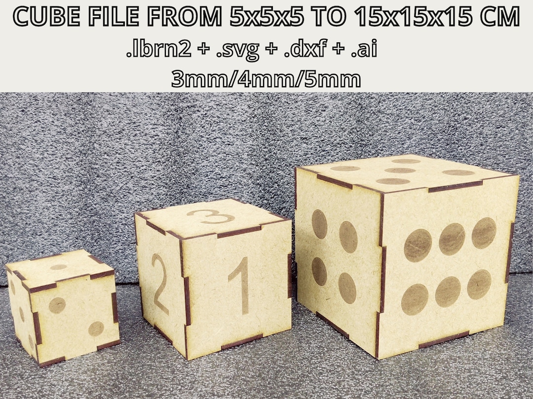 Cube 5x5x5 to 15x15x15 Cm Laser Cutting Cube 3mm 4mm 5mm Etsy