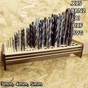 Bohrerhalter für French Cleat, Laser Cut Datei für D1-D13 Bohrer Organizer, SVG DXF Ai Xcs Lbrn2, Passend für 3mm, 4mm, 5mm Materialien