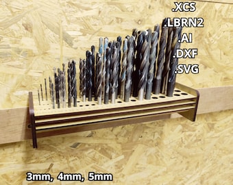 Portabrocas para tacos franceses, archivo cortado a láser para organizador de brocas D1-D13, SVG DXF Ai Xcs Lbrn2, compatible con materiales de 3 mm, 4 mm y 5 mm