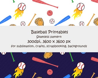 Baseball Fun seamless pattern jpeg