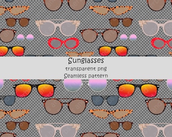 Sunglasses, transparent seamless pattern