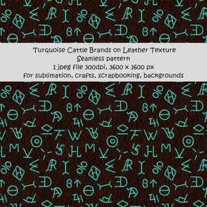 Turquoise Cattle Brands seamless pattern