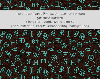 Turquoise Cattle Brands seamless pattern