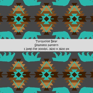 Turquoise Bear seamless pattern