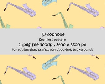 Saxophone seamless pattern jpeg