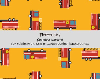 Firetrucks seamless pattern jpeg