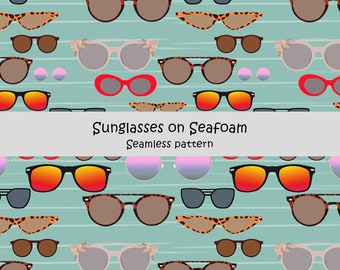 Sunglasses on Seafoam seamless pattern