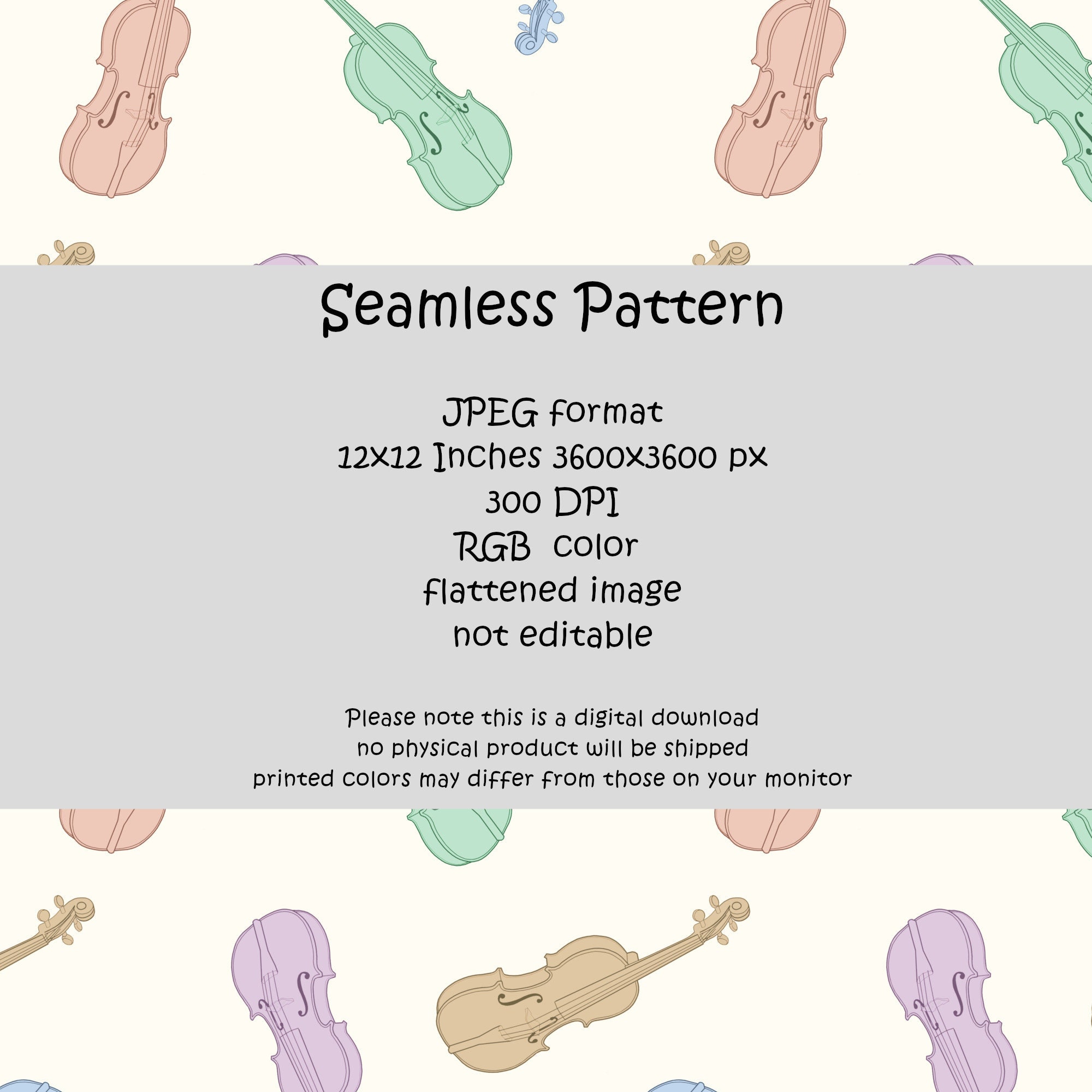 Violin Pattern Material Violin Seamless Pattern Jpeg - Etsy