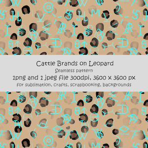 Cattle Brands on Leopard, seamless pattern.
