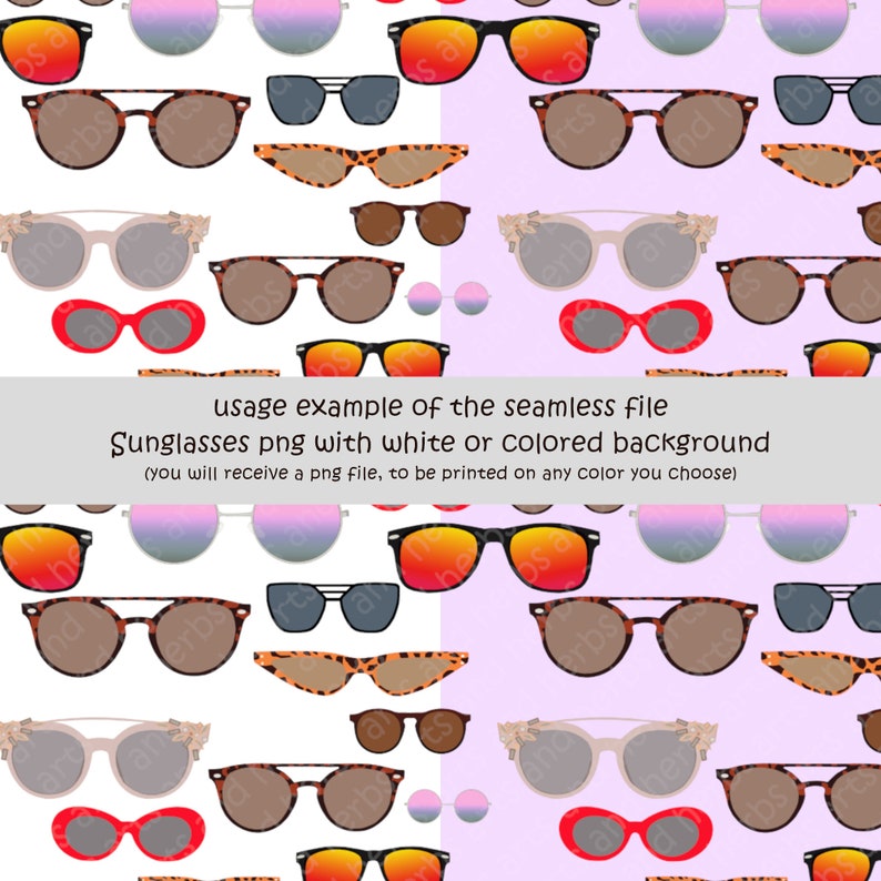 Sunglasses, Transparent Seamless Pattern - Etsy