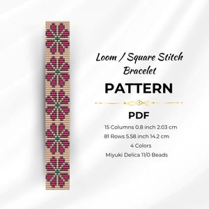 Wildflower Dreams Bracelet Pattern ,Floral Bead Loom Design for Miyuki Delica
