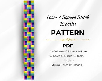Beaded Loom Bracelet, Pastel Dream Bead Loom Pattern, Bracelet Loom stitch Pattern, Beadwork Pattern, PDF