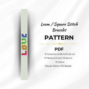 Loom or Square Stitch Miyuki Delica Bracelet Beading Pattern, Love Bracelet