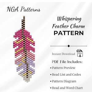 Whispering Feather Charm Bead Pattern, Peyote Stitch Miyuki Delica Beading Tutorial