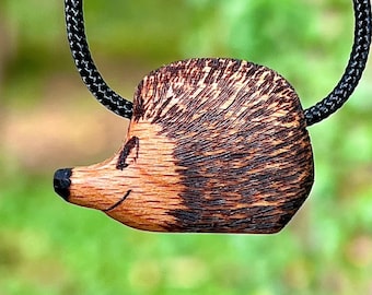 Hedgehog amulet handmade unique hedgehog pendant chain pendant lucky charm key chain hedgehogs carved carving wood